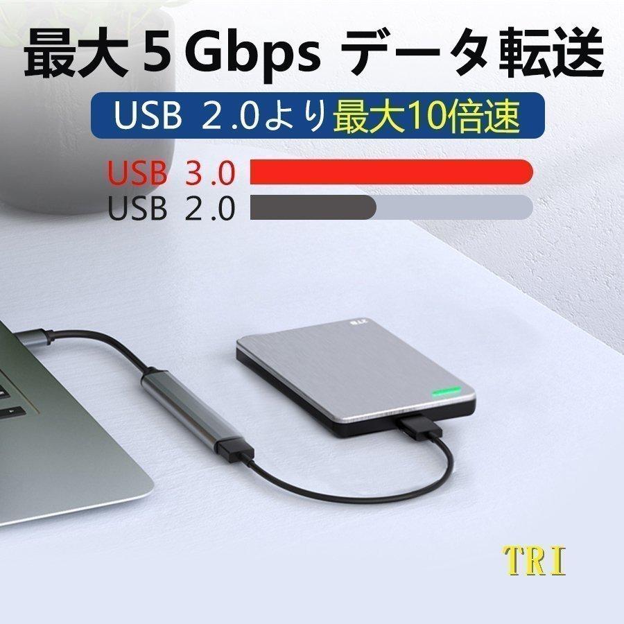 USBハブ 3.0 type-c 4ポート 4in1 usbハブ USB hub 変換アダプタ 薄型 軽量 コンパクト 高速データ転送 テレワーク デスクトップ ノートパソコン｜tentou-1010｜03