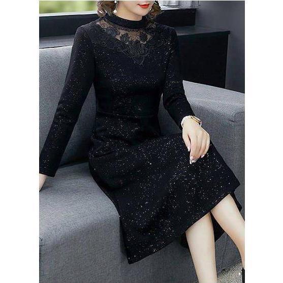 パーティードレス 大きいサイズ ロング丈 結婚式 40代 袖あり 長袖 フォーマルドレス レースワンピース お呼ばれ 二次会 披露宴 謝恩会 上品 |  | 01