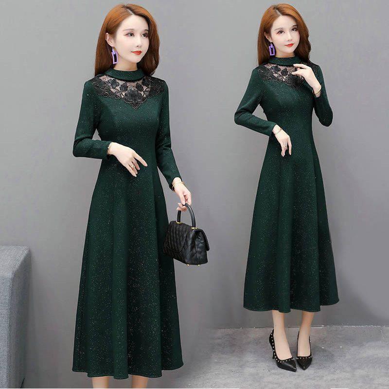 パーティードレス 大きいサイズ ロング丈 結婚式 40代 袖あり 長袖 フォーマルドレス レースワンピース お呼ばれ 二次会 披露宴 謝恩会 上品 |  | 04