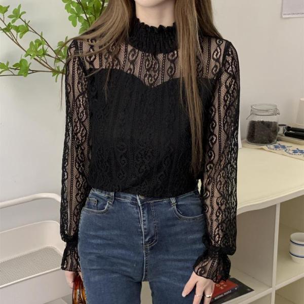 レディース ブラウス レース 長袖 女性用 シャツ フラフラ レディース ブラウス レース 長袖 女性用 シャツ フラフラ