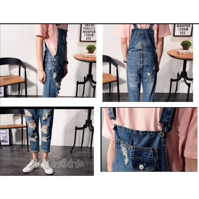 デニム サロペット パンツ 9分丈 ダメージ加工 メンズ ジーンズ デニム サロペット パンツ 9分丈 ダメージ加工 メンズ ジーンズ