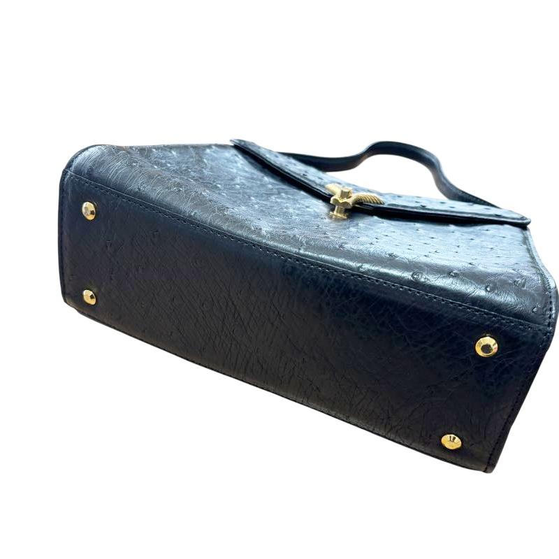 ジャンク JOCELYN オーストリッチ レディースハンドバッグ 黒