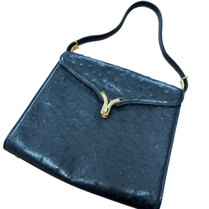 未使用・保管品✨　HIGH CLASS オーストリッチ　ハンドバッグ　黒　本革 未使用・保管品✨ HIGH CLASS オーストリッチ ハンドバッグ 黒