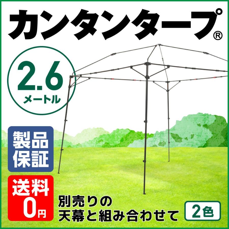 フレーム カンタンタープ260キャンプカスタム専用 KTFM260 収納バッグ付き タープテント フレーム 2.6ｍ スチール 高強度フレーム 260×260 高品質 人気｜tentya