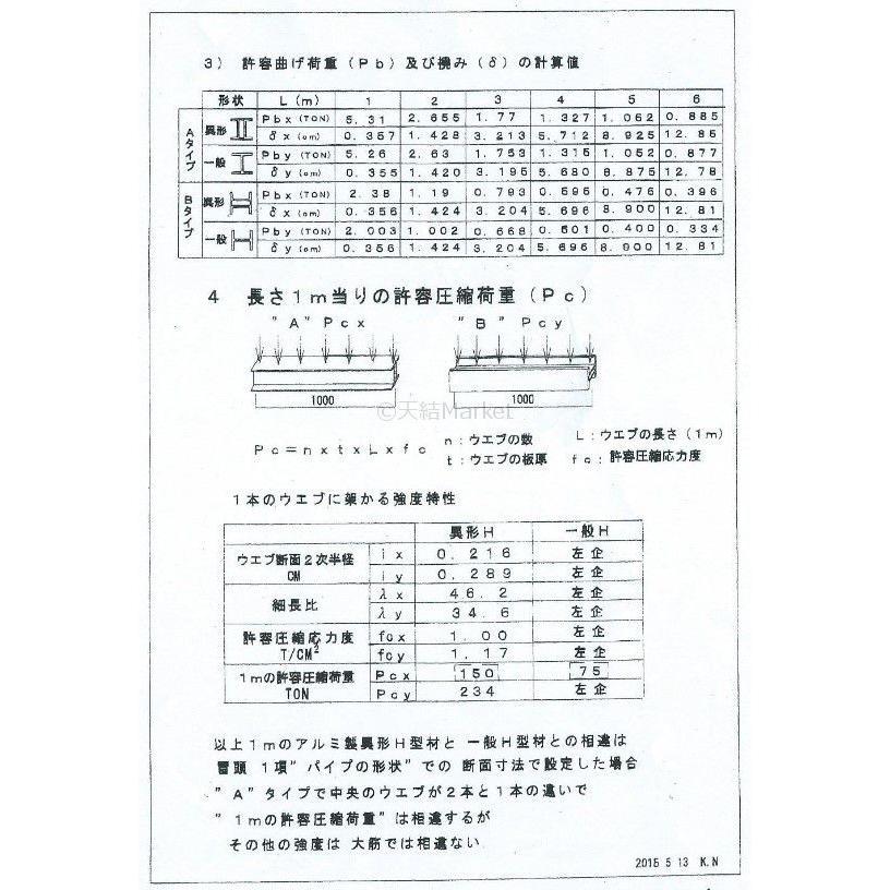 テム製 アルミH鋼 長さ1.5m 縦100mm×横100mm×8mm厚×12mm厚 アルミニウム合金 アルミH型鋼「別途送料ご連絡」「キャンセル/変更/返品不可」｜tenyuumarket｜06