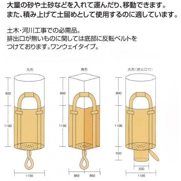 フレコンバッグ 1t用 丸型 底穴付 土のう袋 1100φ×1100(mm) 10枚入