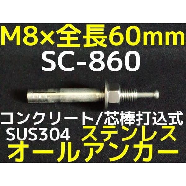 サンコーテクノ オールアンカー SC-860 M8×60mm 1本 ステンレス製 SUS304系 コンクリート用 芯棒打込み式「取寄せ品」｜tenyuumarket