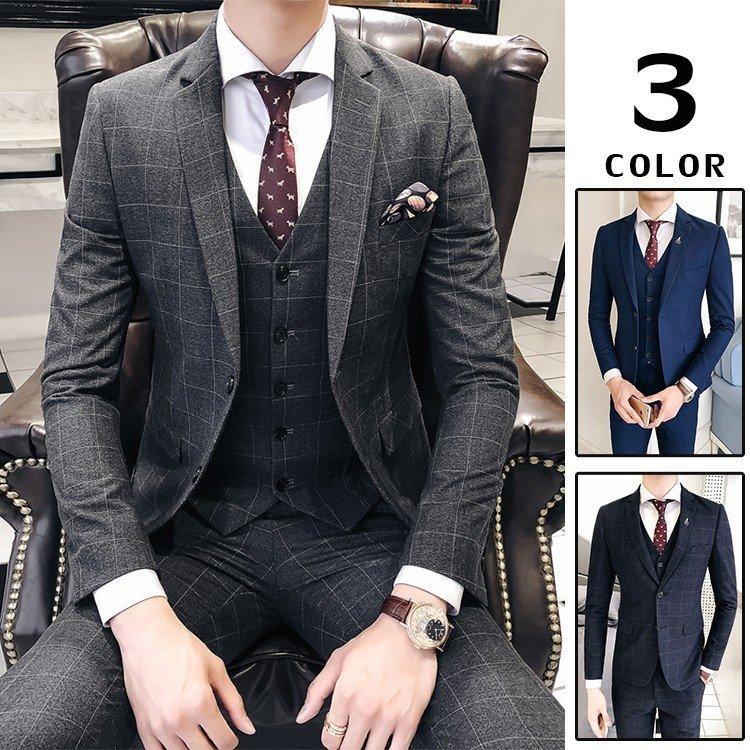 スーツ メンズ スリムスーツ チェック柄 スリーピーススーツ メンズスーツ スーツセット スリム 卒業式 紳士服 結婚式 Tz The One 通販 Yahoo ショッピング