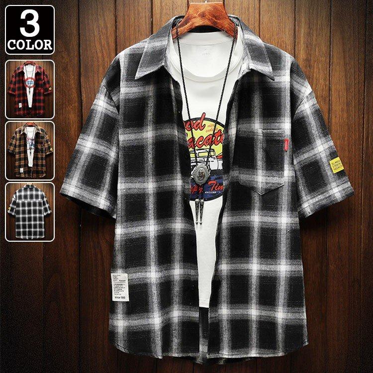 チェックシャツ 半袖シャツ メンズ 開襟シャツ ネルシャツ シャツ 半袖 カジュアルシャツ メンズシャツ 夏 夏服 Tz The One 通販 Yahoo ショッピング