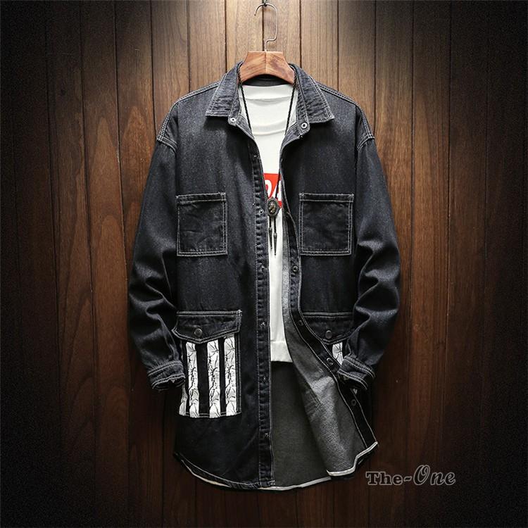 デニムコート メンズ Sale 76 Off ステンカラーコート ロングコート デニム 秋服 ヴィンテージ アウター メンズファッション