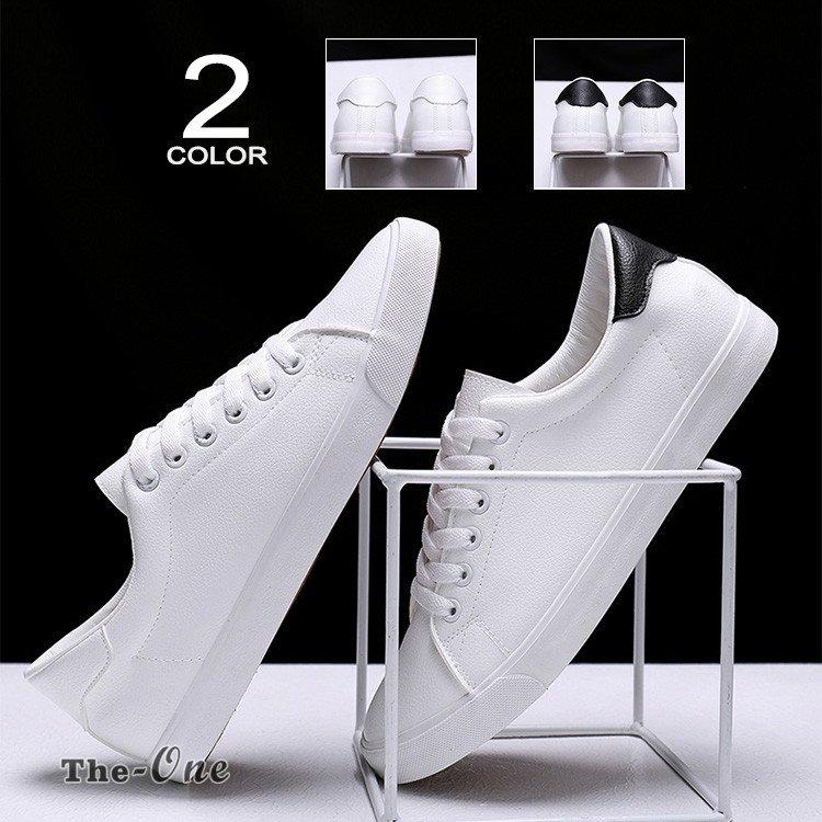 スニーカー メンズ シューズ シンプル ローカット 白 ホワイト 靴 カジュアル 着こなしやすい 白スニーカー Tz The One 通販 Yahoo ショッピング
