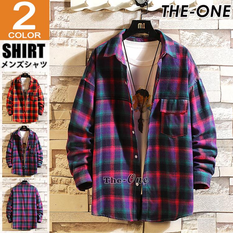 ネルシャツ メンズ チェックシャツ カジュアルシャツ チェック柄 長袖 配色 おしゃれ 長袖シャツ 春服 Tz The One 通販 Yahoo ショッピング