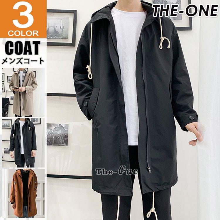 モッズコート メンズ スプリングコート ロングコート 春アウター フード付き 無地 韓国ファッション 春服 Tz The One 通販 Yahoo ショッピング