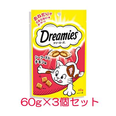 クロネコゆうパケット送料無料　マース　ドリーミーズ　シーフード＆チキン味　60ｇ×3個セット　成猫用　キャットフード　おやつ　間食　 | MARS（ペット用品、食品）