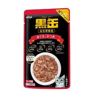 黒缶　パウチ　総合栄養食　ゼリータイプ　70g 3種　90袋 アイシア（AIXIA） 黒缶パウチ まぐろとかつお 70g 猫パウチ ウエット