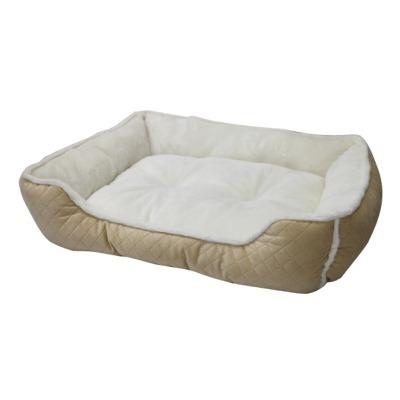 大阪杉本　キルト×ボア　スクエアベッド　L　ベージュ　犬・猫用　ベッド　冬用　 |  | 01