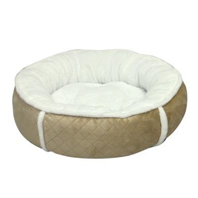 大阪杉本　キルト×ボア　ラウンドベッド　S　ベージュ　犬・猫用　ベッド　冬用　 | 