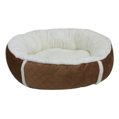 大阪杉本　キルト×ボア　ラウンドベッド　S　ブラウン　犬・猫用　ベッド　冬用　 | 