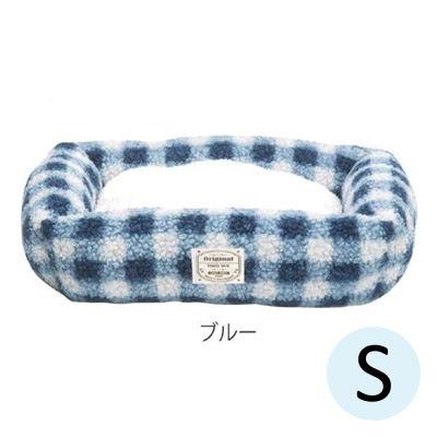 ペットベッド　冬用　スクエアベッド　ブルー　Sサイズ　愛犬　犬用ベッド　あったかグッズ　犬用秋冬グッズ　チェック柄　かわいい　おしゃれ　ベリー | 