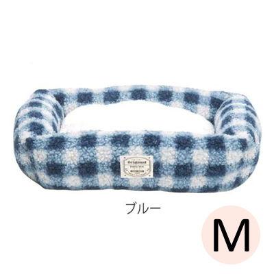 ペットベッド 冬用 スクエアベッド ブルー Mサイズ 愛犬 犬用ベッド