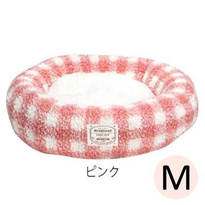 ペットベッド　冬用　ラウンドベッド　ピンク　Mサイズ　愛犬　犬用ベッド　あったかグッズ　犬用秋冬グッズ　チェック柄　かわいい　おしゃれ　ベリー | 