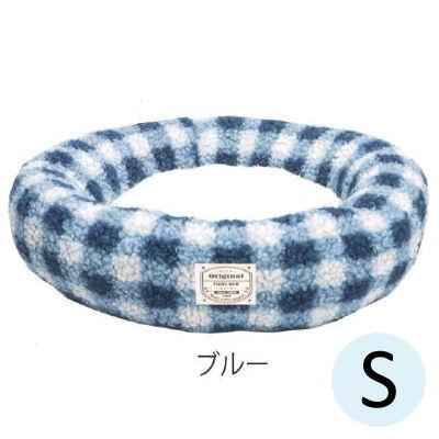 ペットベッド　冬用　ラウンドベッド　ブルー　Sサイズ　愛犬　犬用ベッド　あったかグッズ　犬用秋冬グッズ　チェック柄　かわいい　おしゃれ　ベリー | 