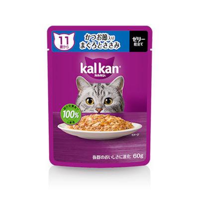マース　 カルカンパウチ　かつお節入り　まぐろとささみ　１１歳から　６０ｇ　高齢　シニア猫　ゼリー仕立て　ウエット　キャットフード　総合栄養食 | カルカン
