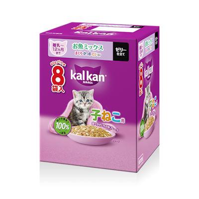 マース　 カルカンパウチ　お魚ミックス まぐろ・かつお・たい入り　離乳〜12ヵ月までの子ねこ用　６０ｇ×８P　ゼリー仕立て　キャットフード　総合栄養食 | カルカン
