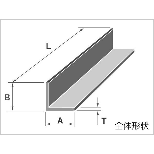 アルミ アングル 生地 A6063 規格 厚さ2mm 20×20mm 長さ300mm