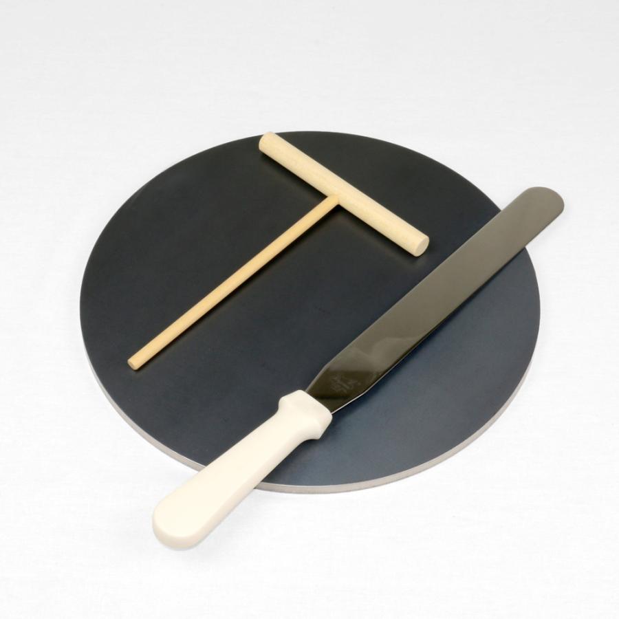 クレープ 鉄板 クレープメーカー クレープ焼き器 板厚9mm 330mm 33cm IH対応 ミニトンボ・スパチュラ付き | ZEOOR | 11