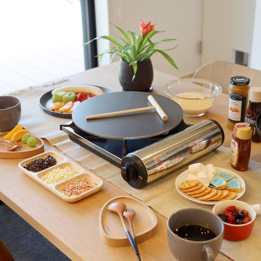 クレープ 鉄板 クレープメーカー クレープ焼き器 板厚9mm 330mm 33cm IH対応 ミニトンボ・スパチュラ付き | ZEOOR | 09