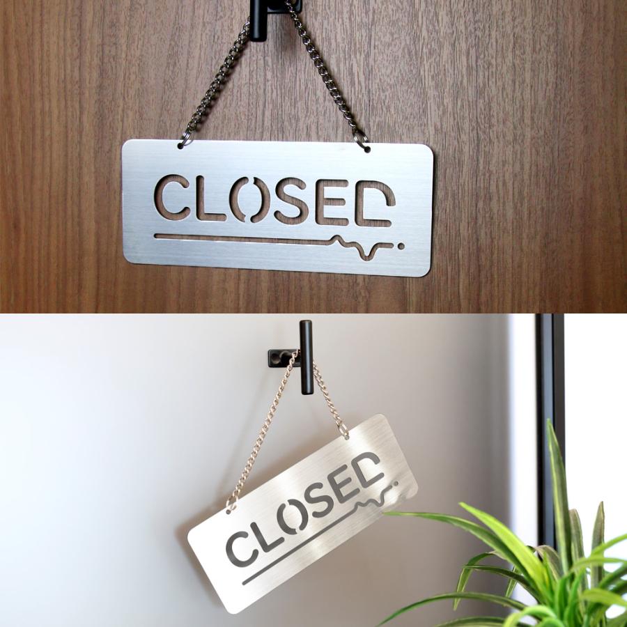 オープンクローズ看板 ステンレス ドアサイン プレート OPEN CLOSED