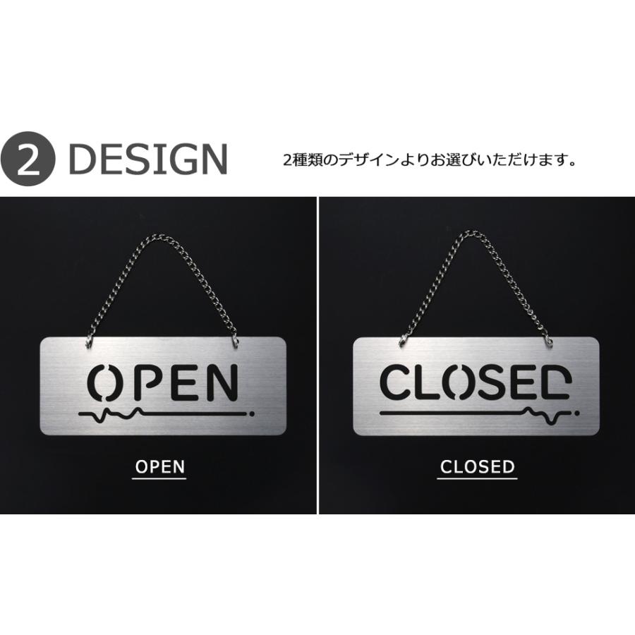 オープンクローズ看板 ステンレス ドアサイン プレート OPEN CLOSED