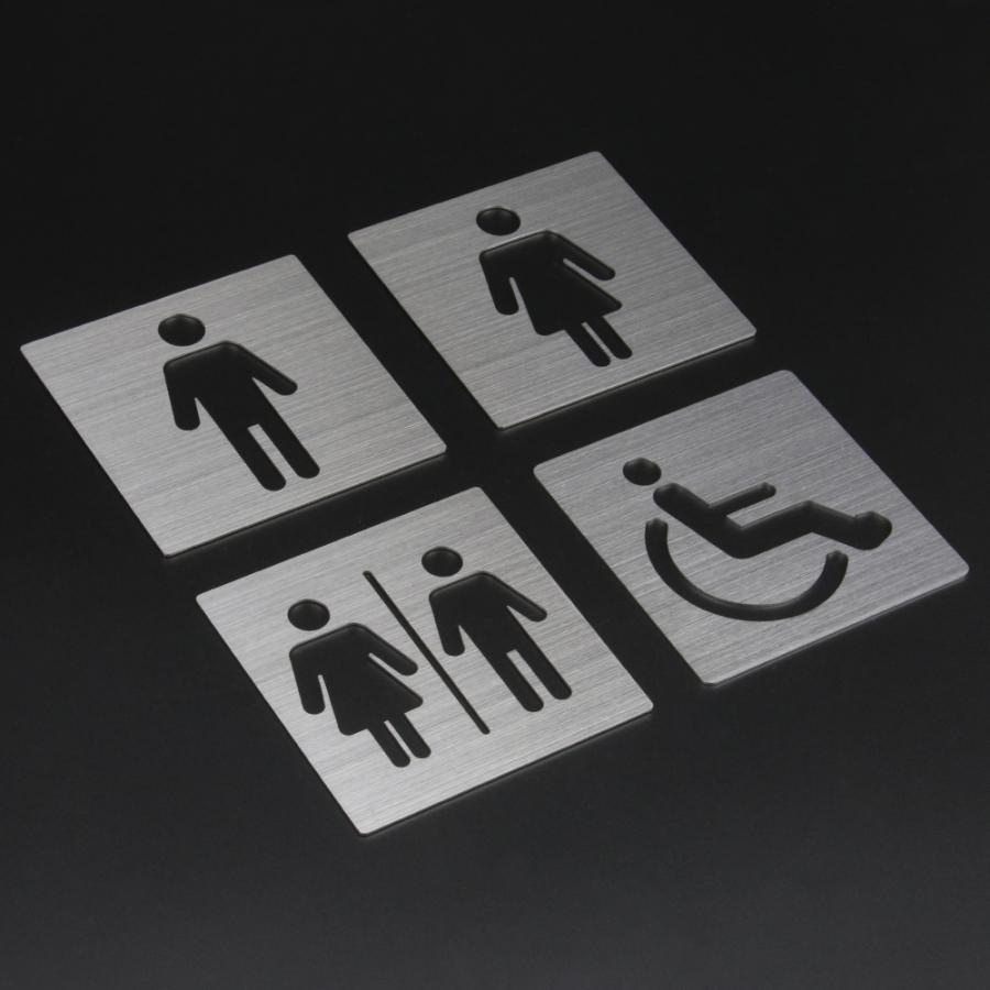 ドアサイン トイレ 案内板 ステンレス 8×8cm ドアサインプレート