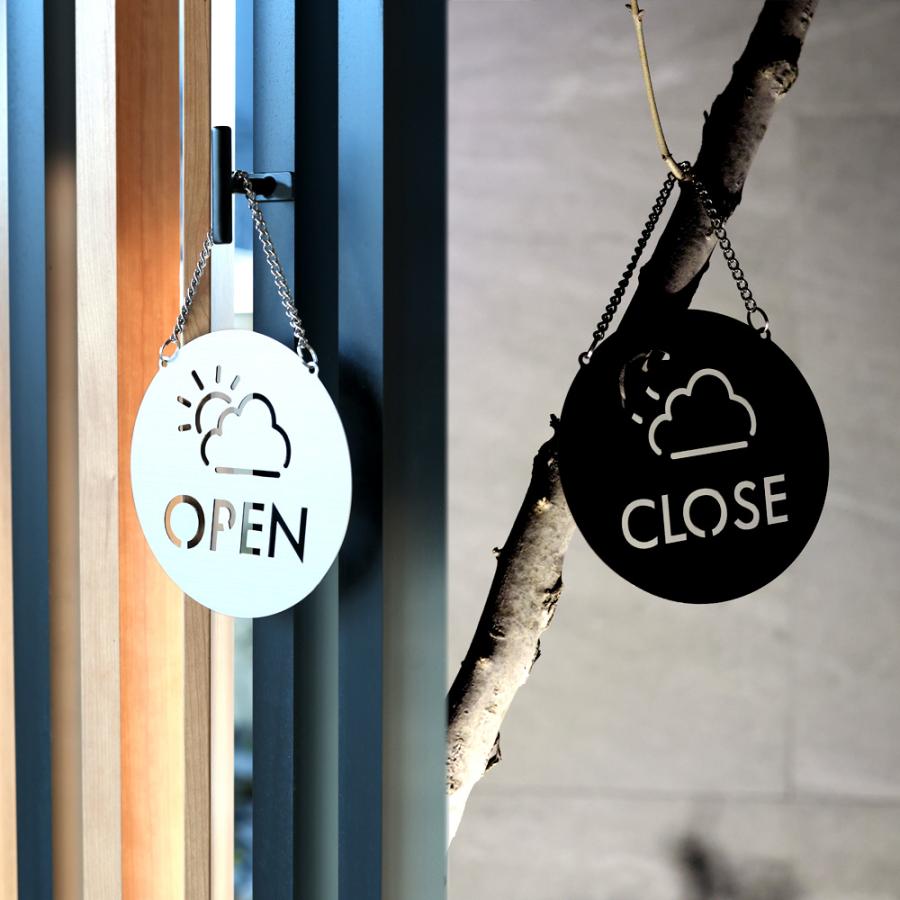 オープンクローズ看板 ステンレス ドアサイン プレート OPEN CLOSED