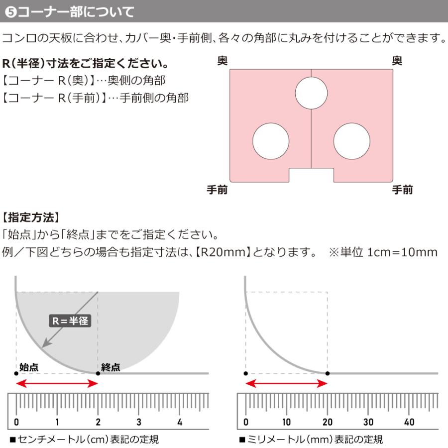 ZEOOR（ゼオール） ガスコンロ カバー 60cm 3口用 フルオーダー