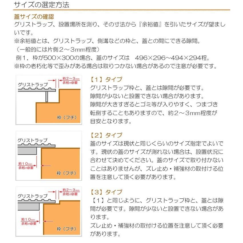縞鋼板 板厚3.2mm グリストラップ蓋 Bタイプ 500×600(mm) オーダー