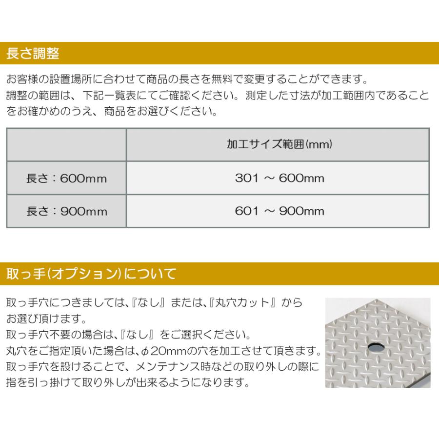 側溝 蓋 カバー ステンレス 縞板 Aタイプ 溝幅360mm用 長さ600mm 側溝カバー オーダー 製作_6