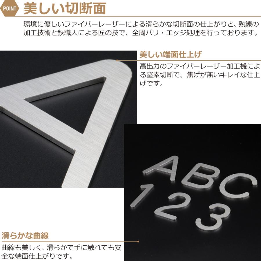 表札 ステンレス 切り文字 アルファベット 数字 丸ゴシック 看板 ドア