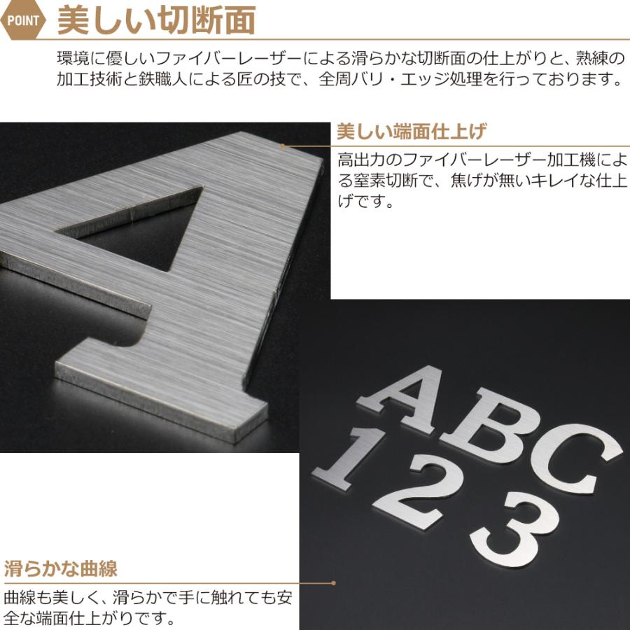 ステンレス 表札 切り文字 セリフ系 3mm オーダー 1文字から 屋外対応