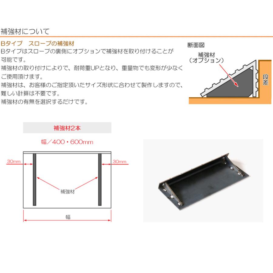 段差スロープ 1400mm幅 オーダー製作 Bタイプ 鉄 縞鋼板 板厚3.2mm