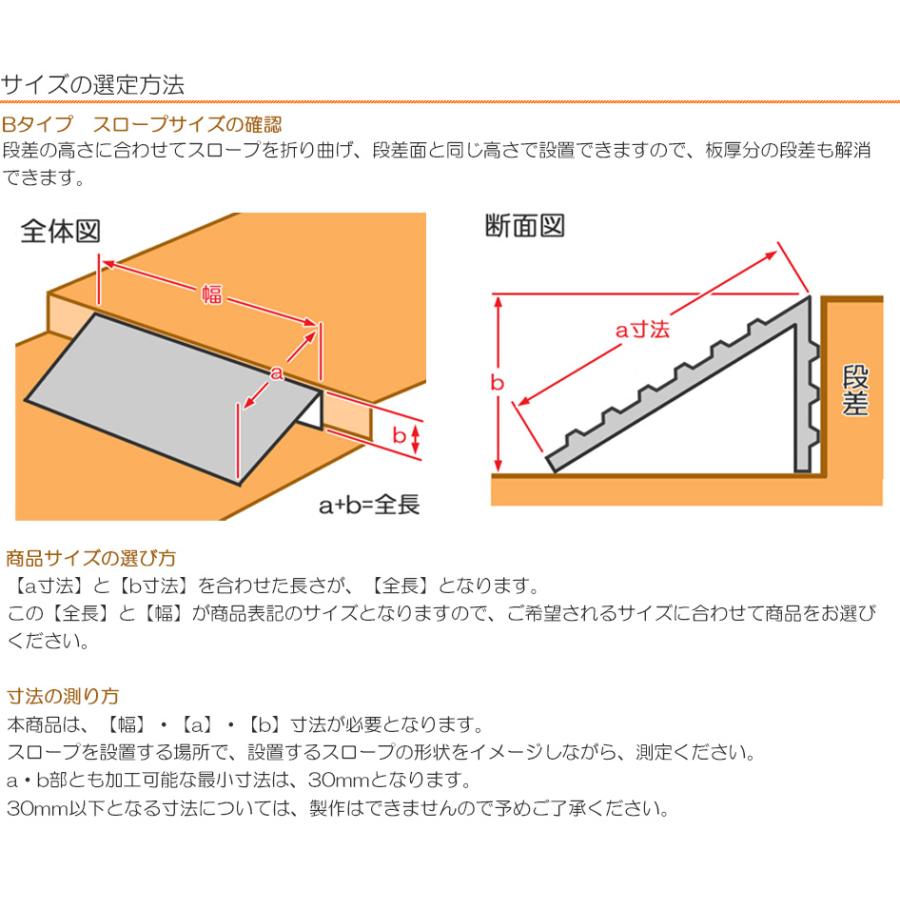 オーダー専用　歩行用　段差解消スロープＢタイプ　1台 段差解消スロープ Bタイプ ステンレス縞板 厚さ3.0mm 1000×500mm 駐