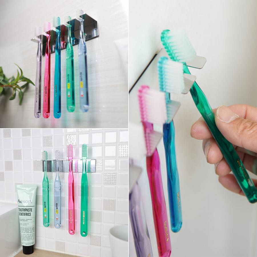 ⭐️歯ブラシスタンド マグネット ステンレス製 防錆 歯ブラシホルダー ホワイト ニトリ マグネット歯ブラシホルダー(5連 ホワイト) : ニトリ Yahoo!店
