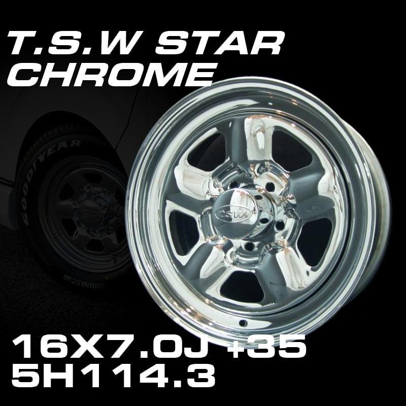 TSW STAR クローム 16X7J+35 5穴114.3 車輪4本仕掛ける 車、バイク、自転車-タイヤ、ホイール-自動車