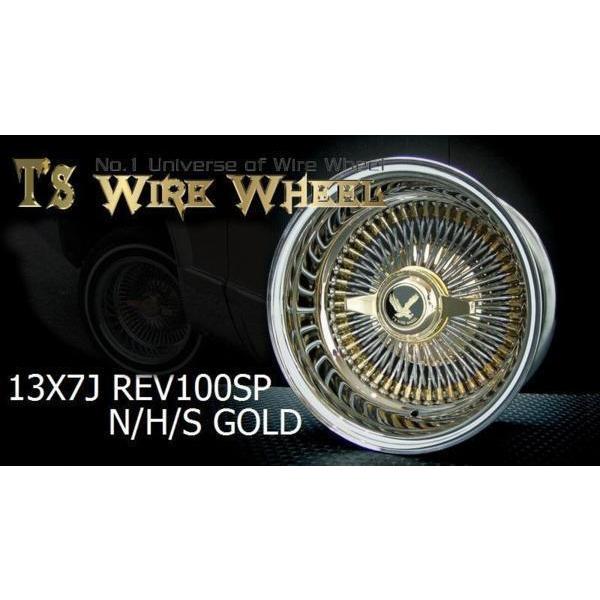 ワイヤーホイール T's WIRE 13X7J REV100SP トリプルゴールド4本セット