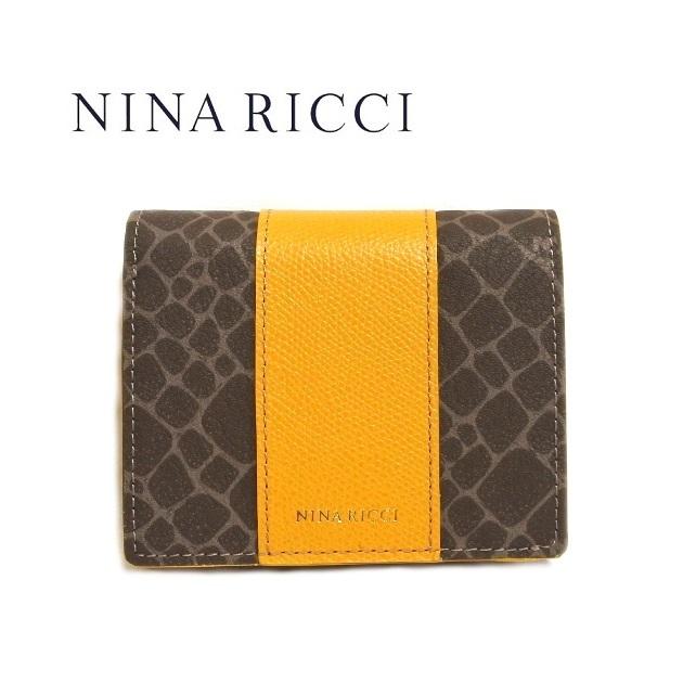 NINA RICCI ニナリッチ 財布 二つ折り ボックス型小銭入れ  レディース　新品 イエロー グレインヌーボー  8002 box 四角　｜teradium-bag