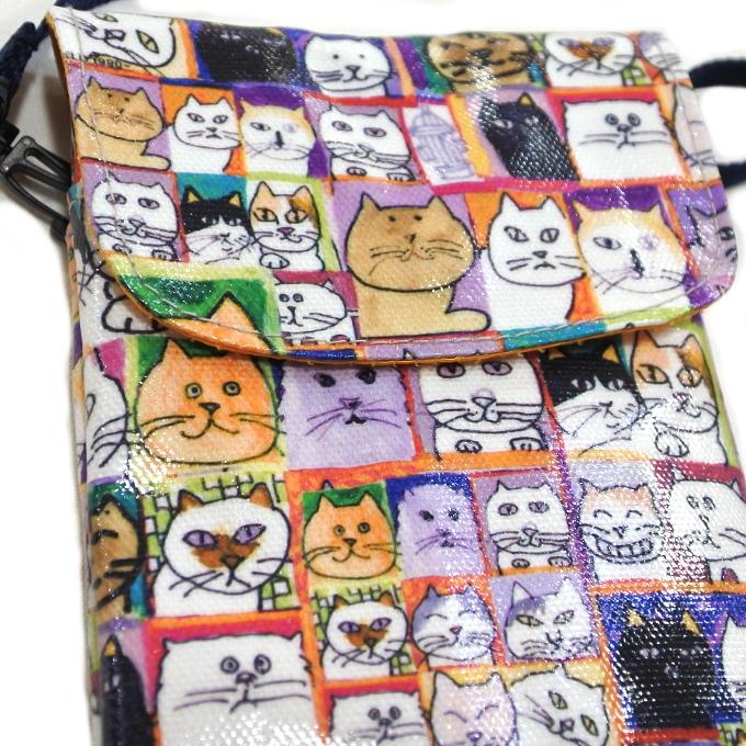 週末まで大幅値下げ！　マンハッタナーズ　猫　スマホショルダーバッグ マンハッタナーズ 日本製 スマホショルダー レディース manhattaner's