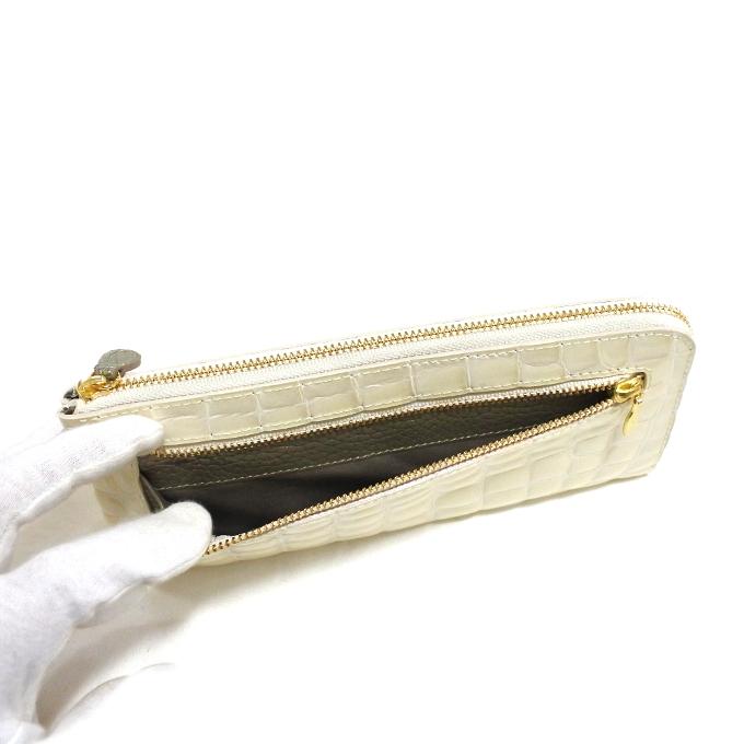 財布 レディース 長財布 牛革 L字ファスナー 日本製 エナメル加工