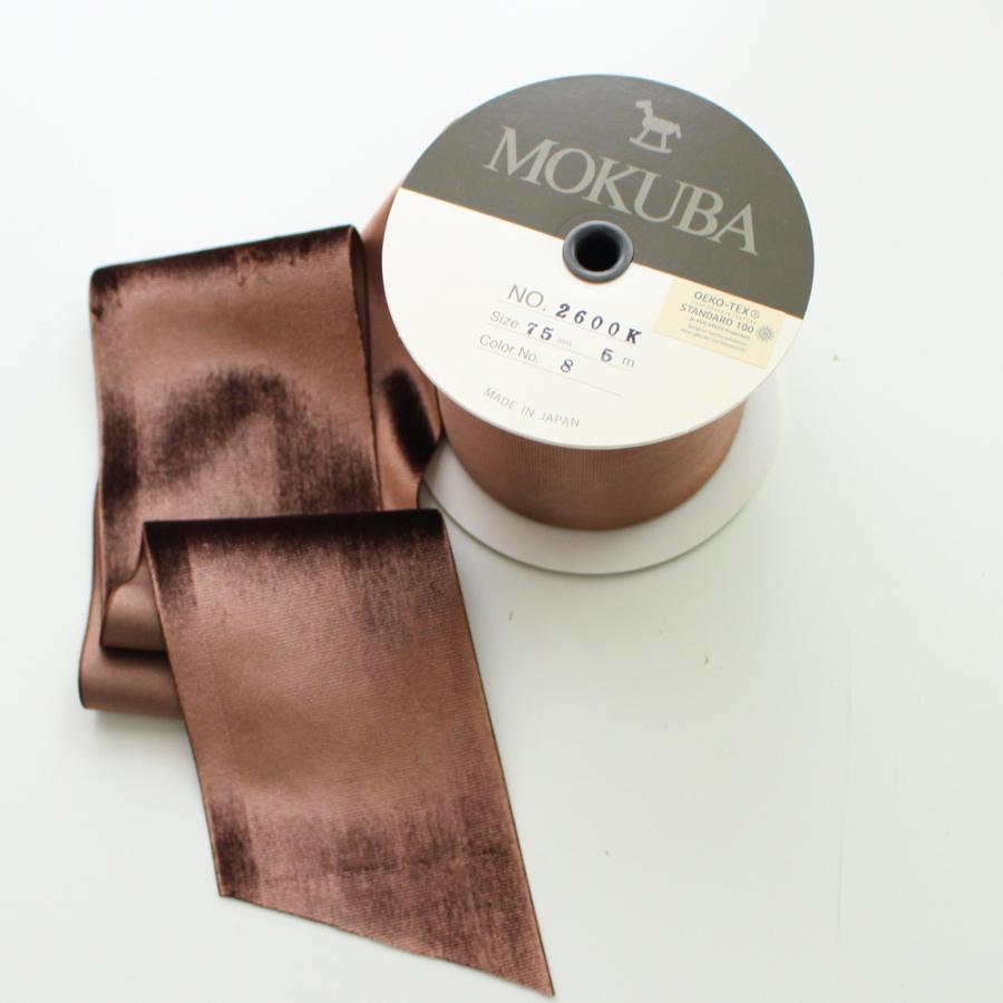 19mm幅/36色】MOKUBANo,2600K片面ベルベットリボン シングルフェイス