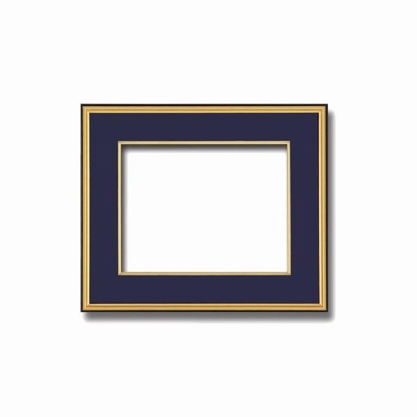〔 和額 〕 浅ぐろい縁に金色枠組み 日本画額 色紙額 木製枠組み 黒金 色紙F4大きさ 333×242粍 紺 写真立て 額 枠組み【製造会社直送】 美術、工芸品-絵画